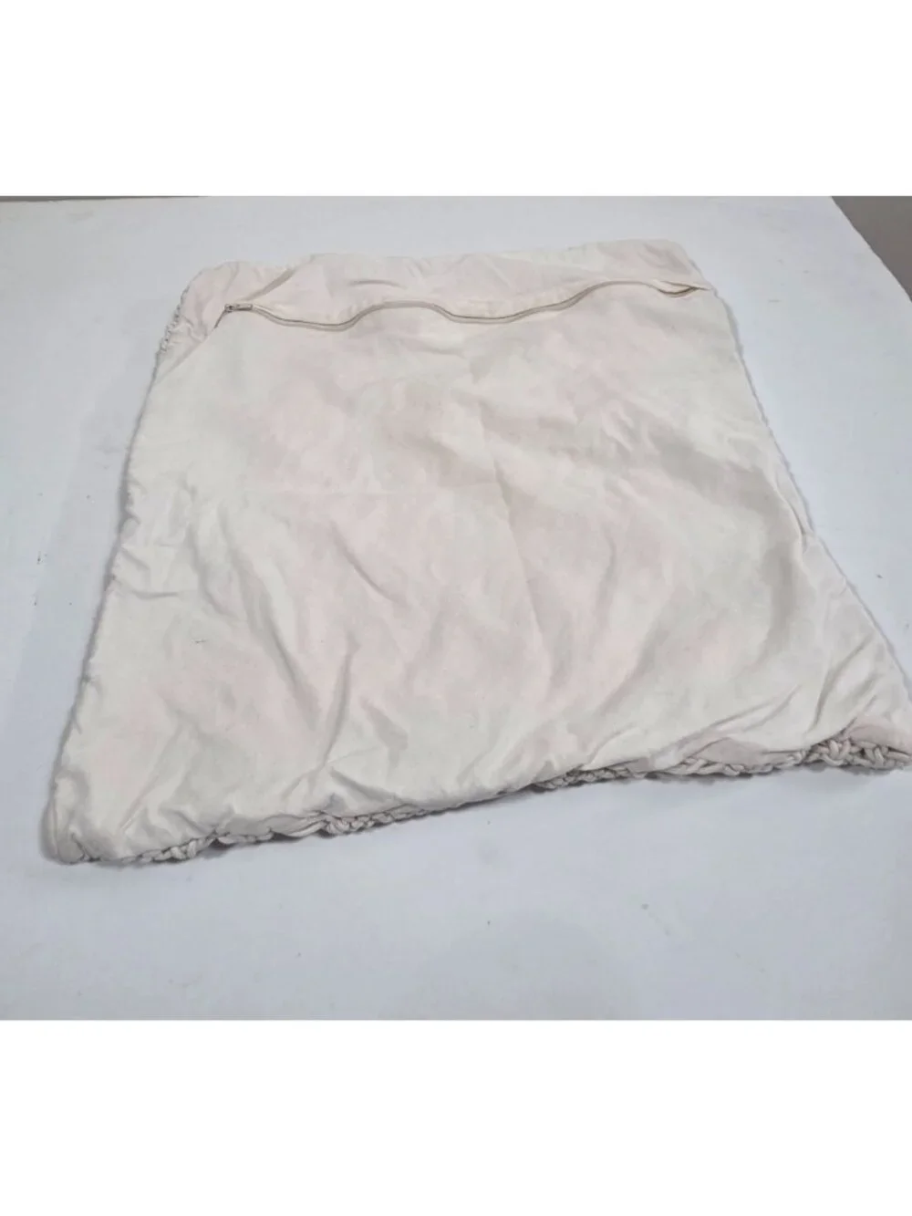 Crate & Barrel Crochet Pillowcase Cream the macrame throw pillow cover